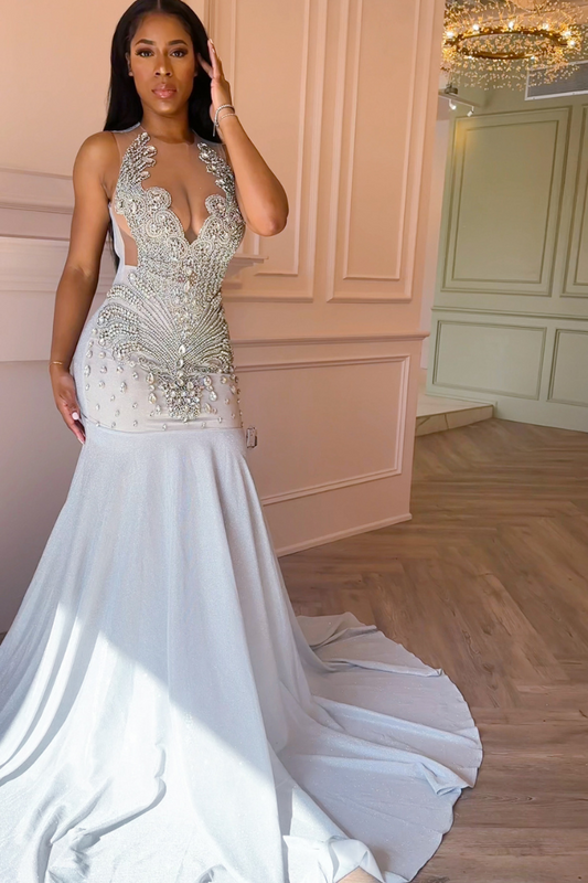 Lola Sliver Glitter Rhinestone Dress