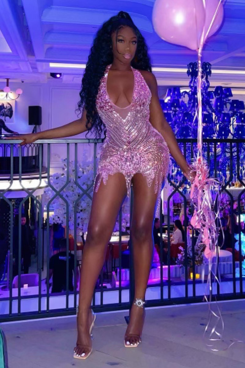 Nia Rhinestone Mini Dress